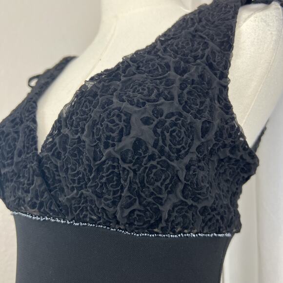 VTG Byer Too Midi Dress Size Small Rose Textured Babydoll Beaded Y2K Whimsigoth - Picture 3 of 16